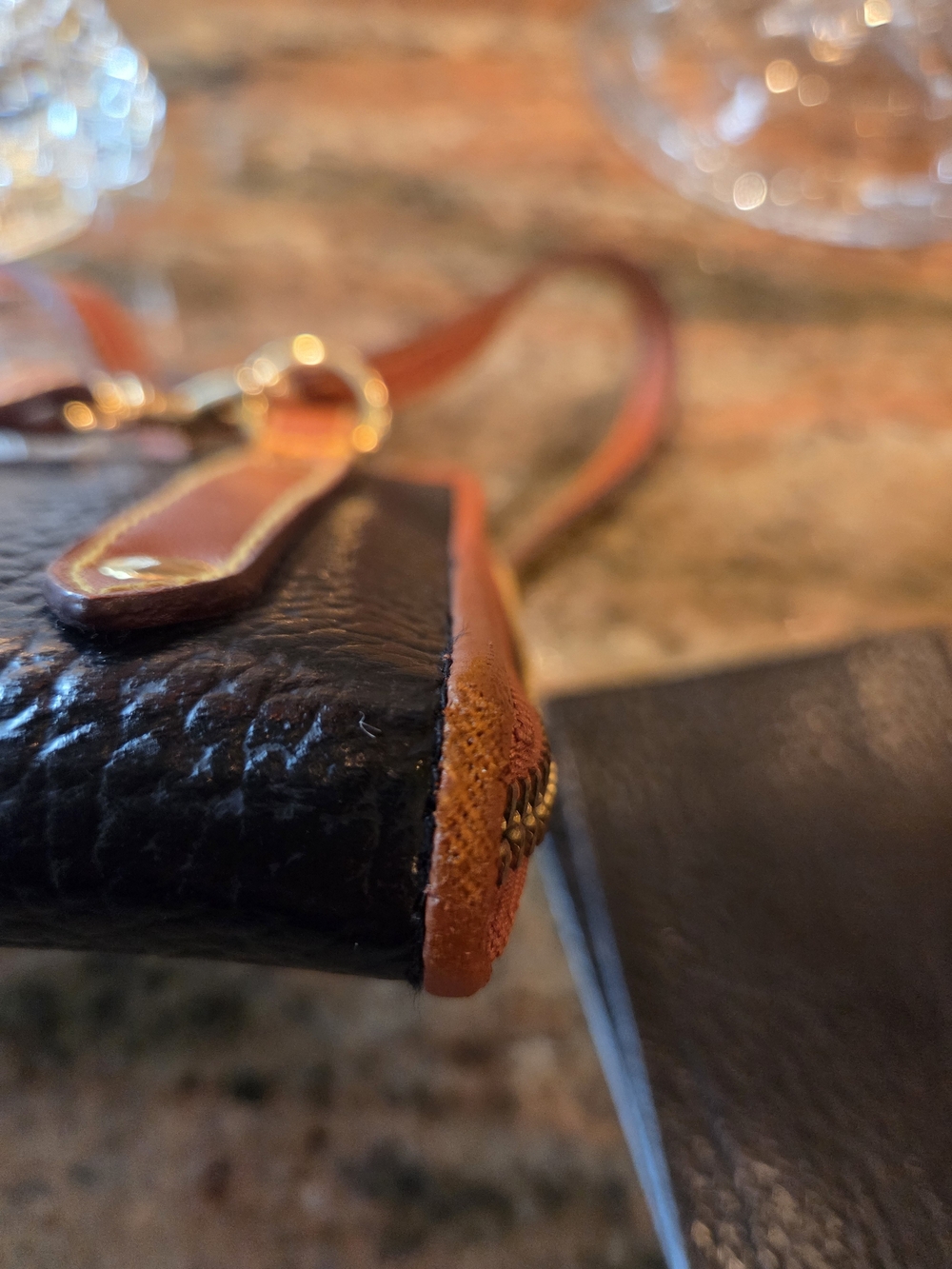 Dooney & Bourke Black Pebbled Leather Crossbody with Brown Trim - Picture 7 of 7